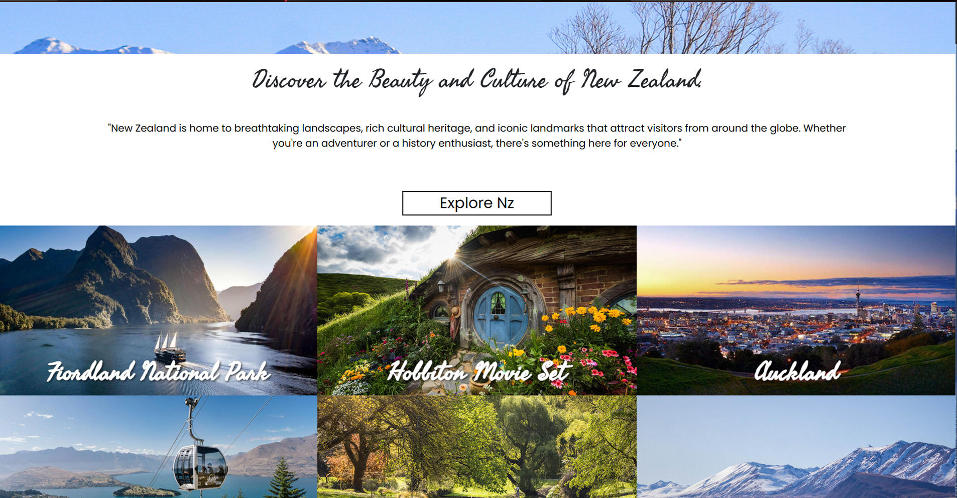 Explore NZ tourism website discover section